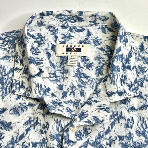 Men's Joseph Abboud XL White Blue Short Sleeve Button Up  Shirt - Picture 4 of 11